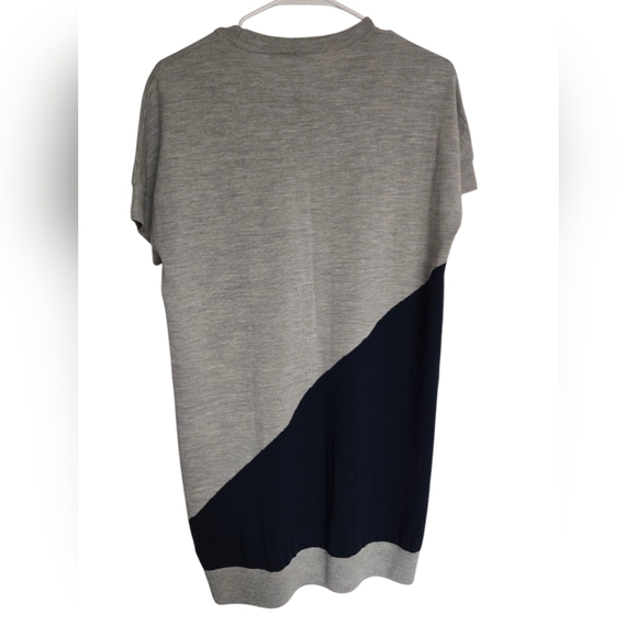 Trina Turk Gray, Navy, and Yellow Colorblock Sweater Dress Large - Picture 2 of 4